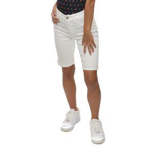 JUNIOR HIGH-RISE DENIM BERMUDA- WHITE